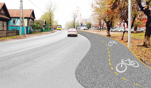 Наш дизайнер представил, как будет выглядеть в 2014-м Заречное шоссе - с тротуаром и велодорожкой