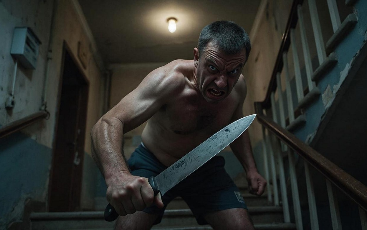 Пьяный и голый мужчина напал с ножом на полицейских в Удмуртии