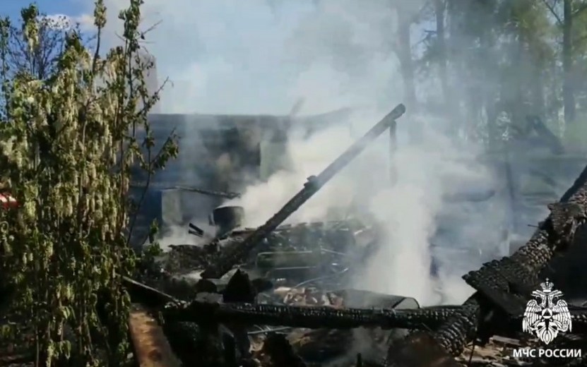 Пожар в деревне Нижний Армязь. Видео: пресс-служба ГУ МЧС по Удмуртии