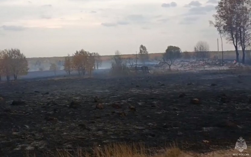 4 дома и 12 га сухой травы сгорело в одной из деревень в Удмуртии