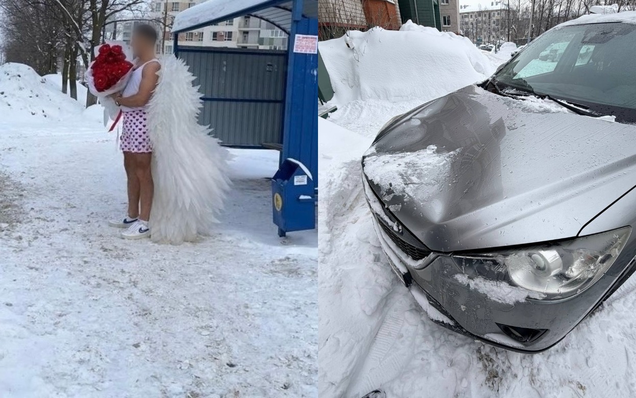 Поездка полулежа, ижевский Купидон и поврежденные снегом автомобили: что обсуждают ижевчане в соцсетях 3 марта