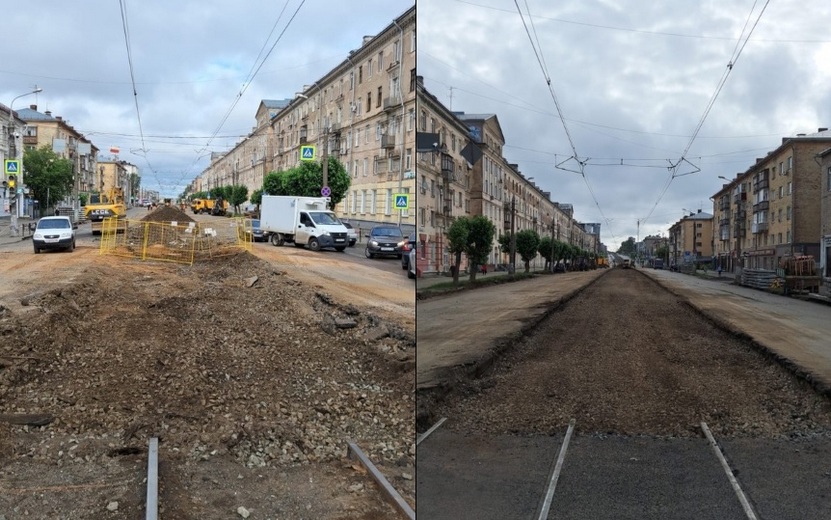 Фотофакт: трамвайные пути сняли с улицы Ленина в Ижевске