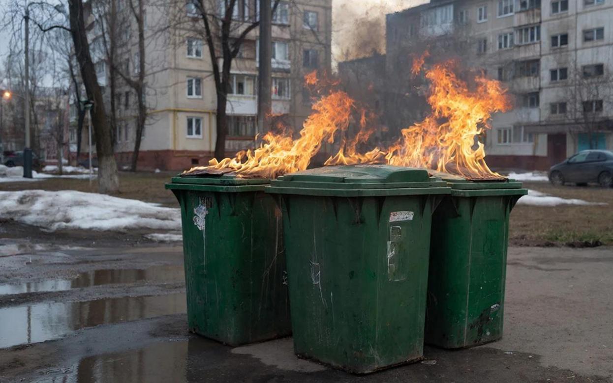 Мусорные контейнеры дважды подожгли на ул. Барышникова в Ижевске