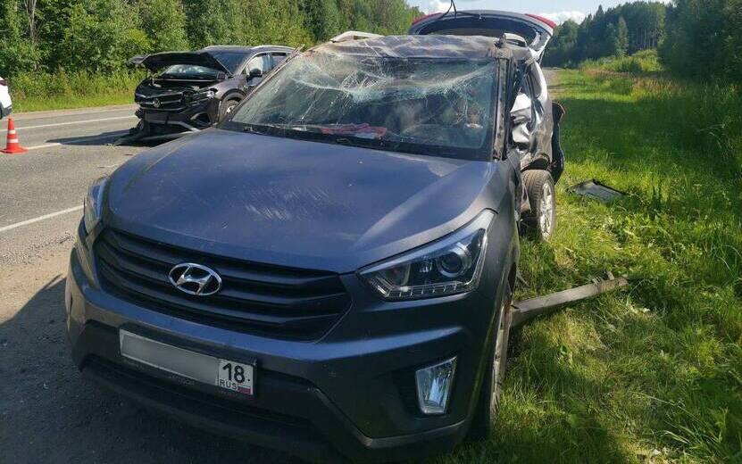 Водитель Hyundai разворачивался с обочины и врезался в Volkswagen на трассе Ижевск – Сарапул