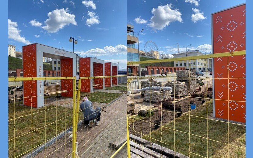 Фотофакт: новые качели устанавливают на набережной в Ижевске
