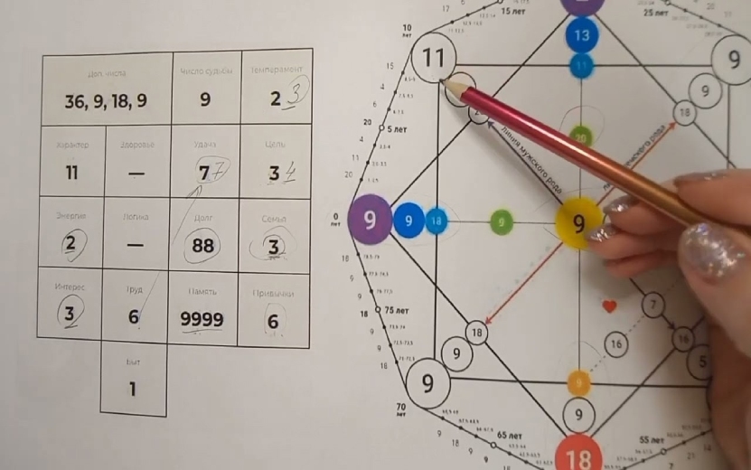 Два вида нумерологической карты. Фото: предоставлено нумерологом 