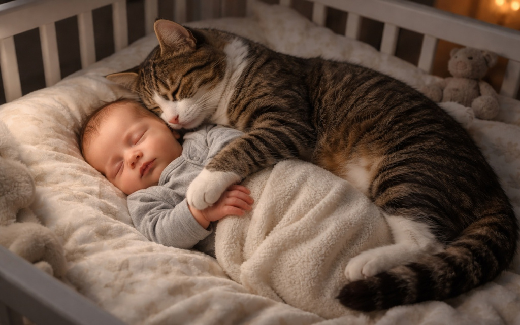 Малыш и кошка в уютном сне.jpg