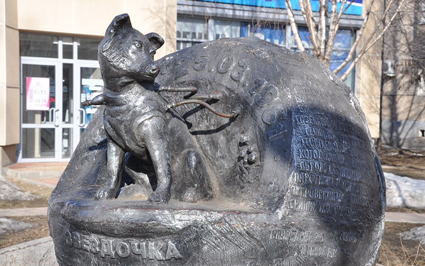 Памятник собаке-космонавту Звездочке в Ижевске. Архив редакции