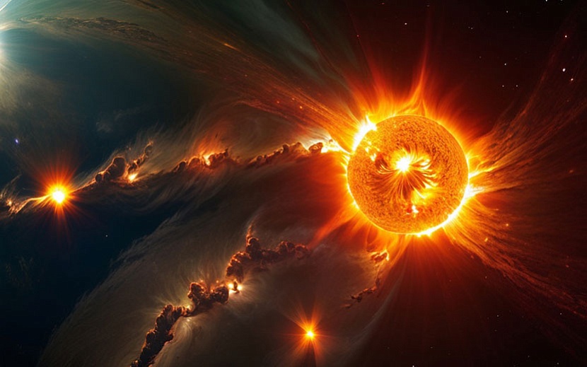 ﻿Солнечный ветер потревожил магнитосферу Земли. Фото: нейросеть Stable Diffusion, модель ZavyChromaXL