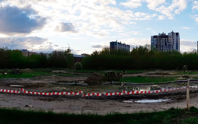 У Дворца детского творчества в Ижевске вырубили деревья. Фото: Наталья А.