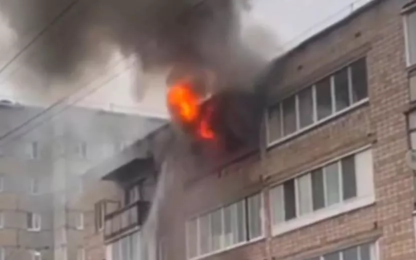 Пожар на ул. Локомотивной в Ижевске 14 мая. Видео: пресс-служба ГУ МЧС по Удмуртии