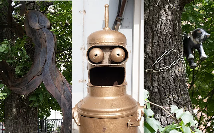 Шкурка банана, кот на дереве и Бендер: 14 необычных скульптур в Ижевске, о которых вы могли не знать