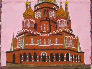 В Ижевске сделали панно из рябины с изображением Свято-Михайловского собора