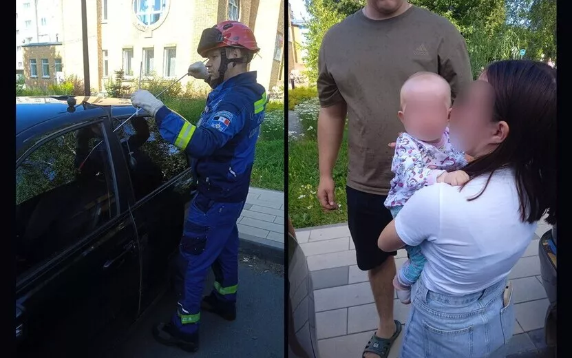 Спасатели в Глазове освободили из закрытого автомобиля 9-месячного младенца