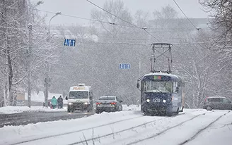 Трамваи не идут по улице Гагарина в Ижевске 