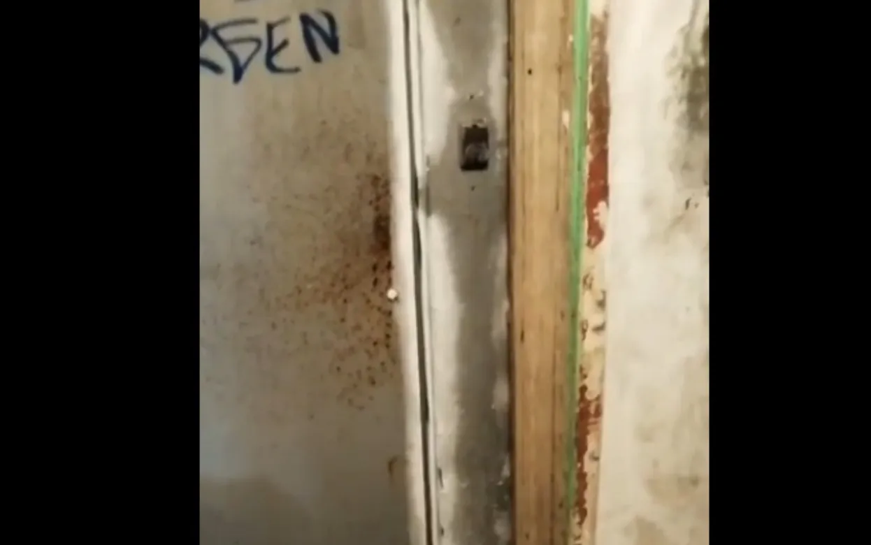 Ледяные корки на дверях второго подъезда ул. Пушкинская, 264 Видео: @zlou18