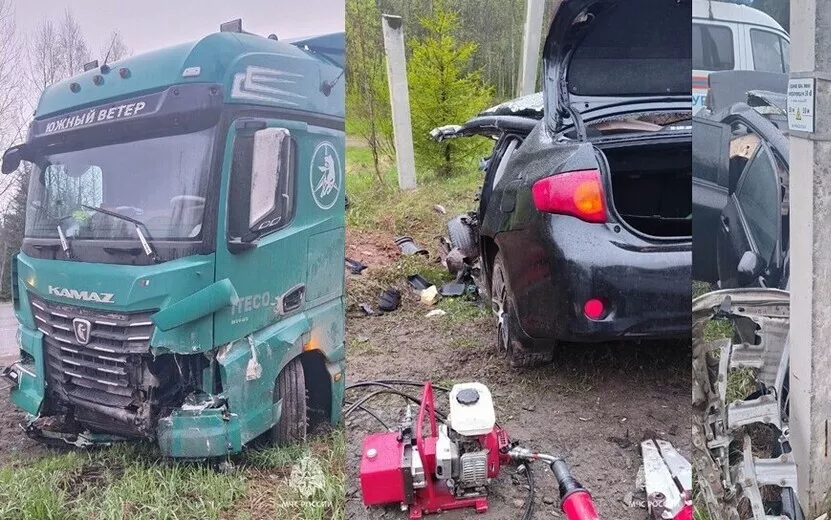 Водитель Toyota погиб при столкновении с «КамАЗом» на трассе Ижевск–Ува
