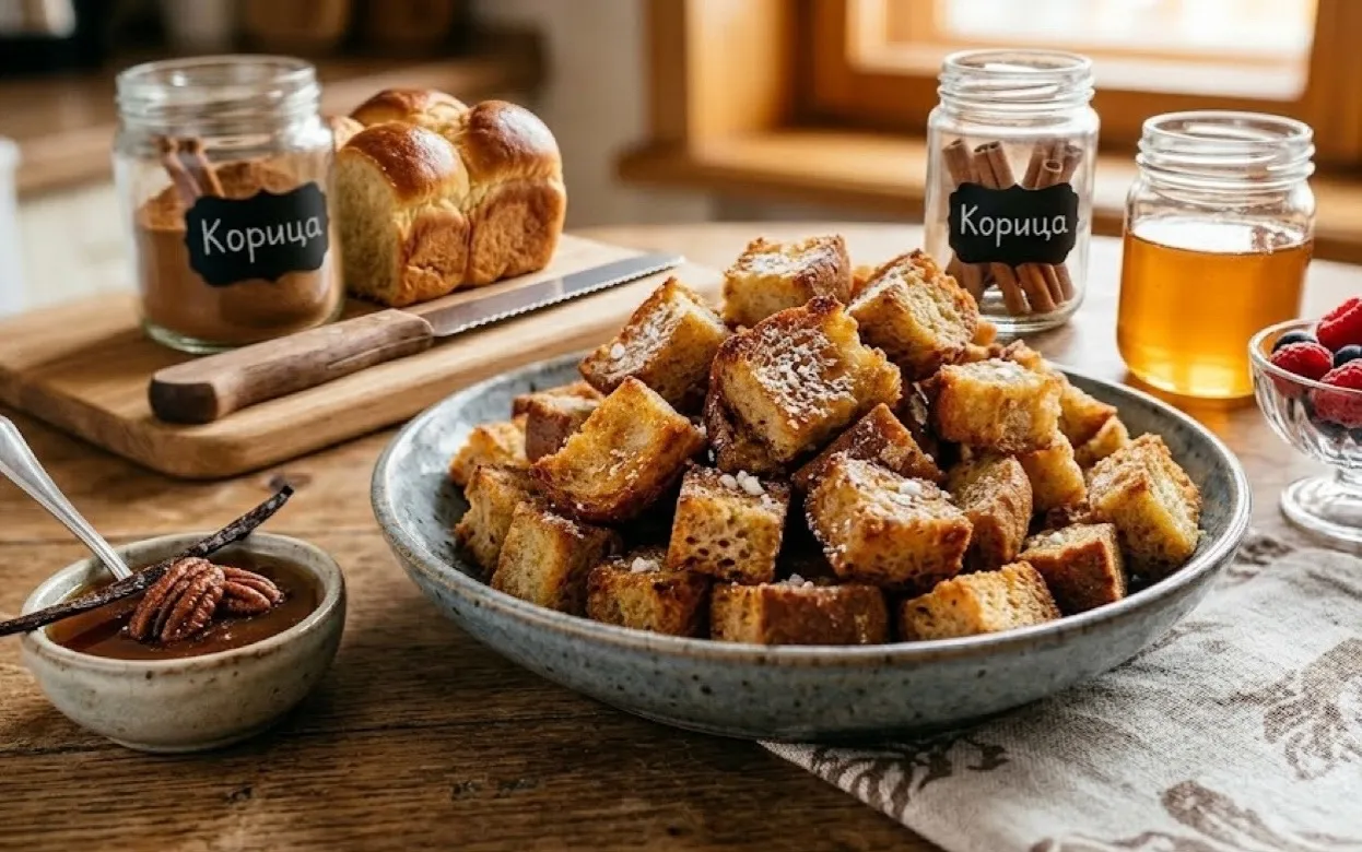 Не выбрасываю черствый хлеб: готовлю вкуснейшие сладкие гренки, которые исчезают со стола за минуты
