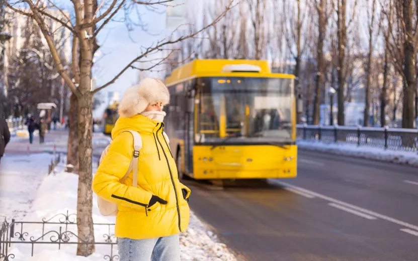 winter-portrait-happy-woman-warm-yellow-jacket-siberian-russian-hat-waiting-bus-snowy-city-street-2.jpg