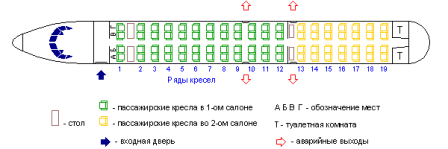 Ту 134 салон схема