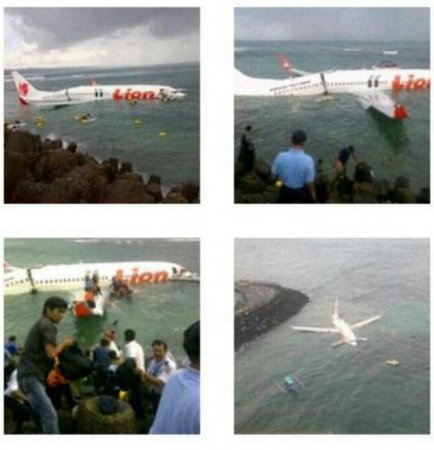 На Бали самолет приземлился в море