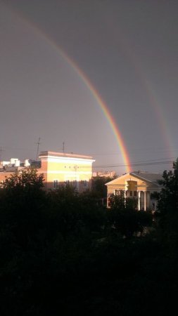 Фотофакт: в небе над Ижевском раздвоилась радуга