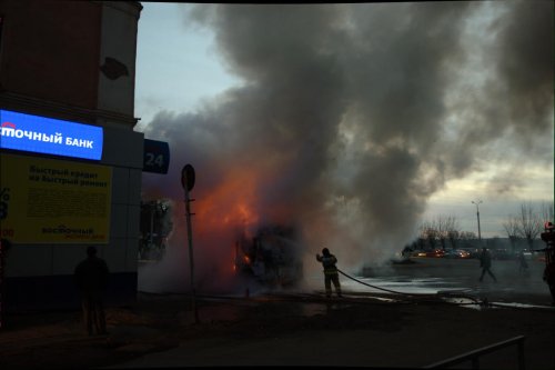 В Удмуртии сгорел пассажирский автобус