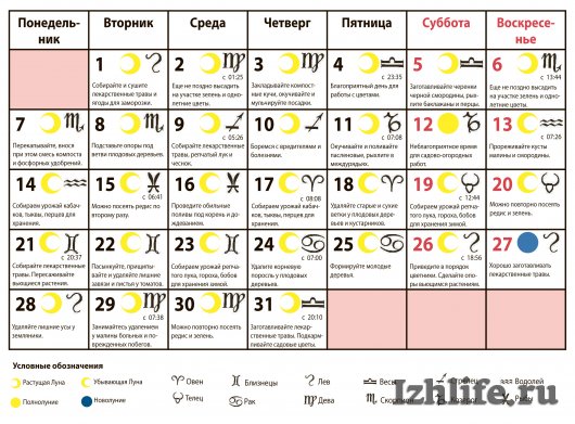 Лунный календарь для ижевчан на июль