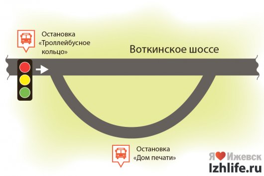 В Ижевске у троллейбусного кольца на Воткинском шоссе установили светофор