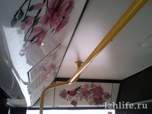 Кондуктор в Ижевске украсила салон автобуса цветами